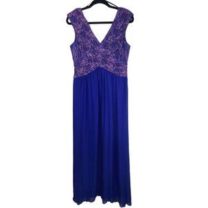 Sangria Womens Prom Dress Long Evening Blue 12 Sleeveless V-Neck Cocktail Party